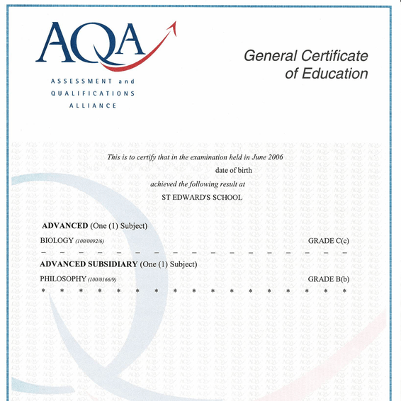 Attest AQA Certificate